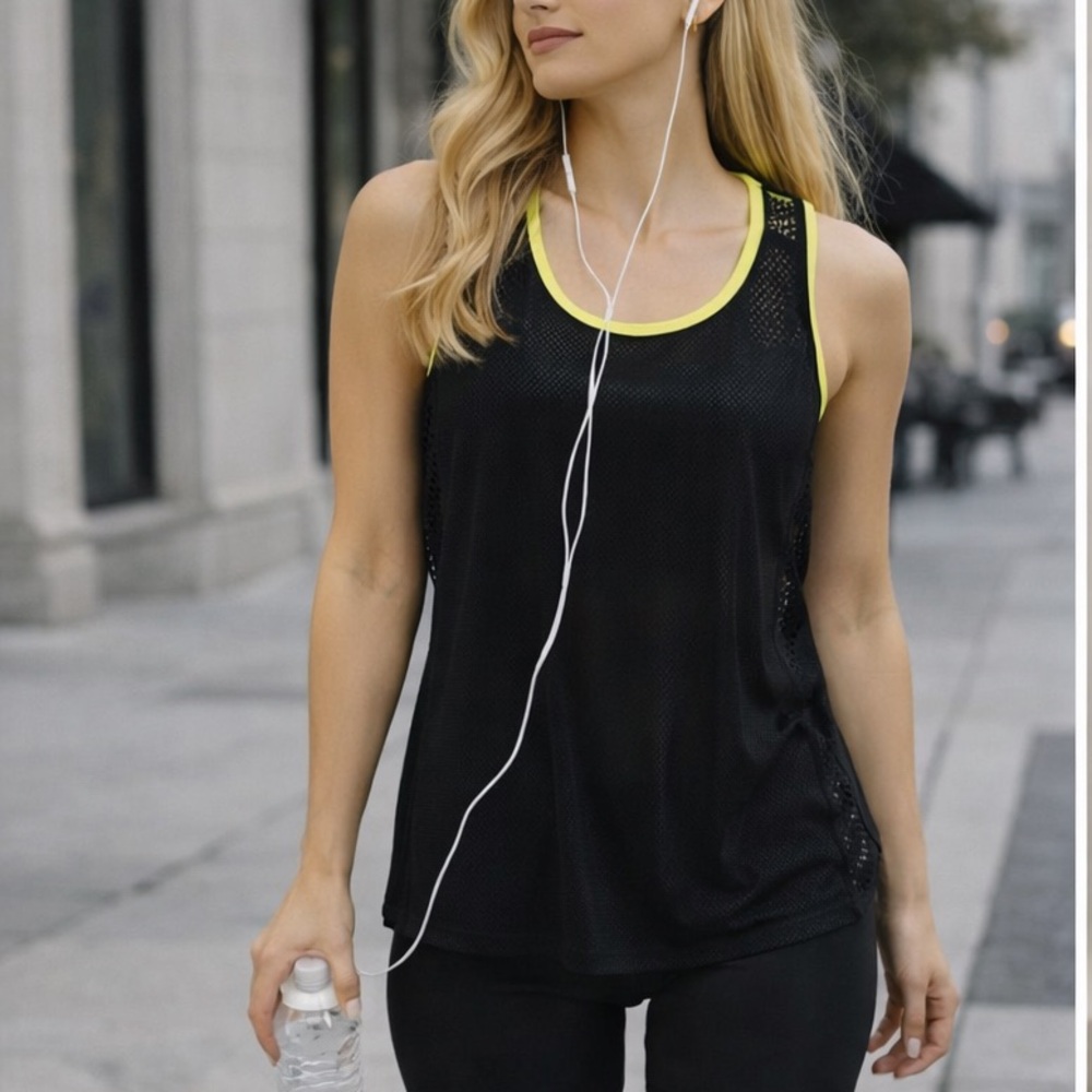 Miss Me Y2K Mesh Athletic Tank – Black Neon Trim – 2016 Core – s